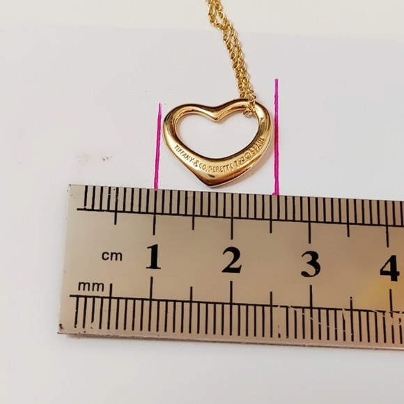 🟢Tiffany & Co🟢 Elsa Peretti Open Heart Pendant Necklace 18K Yellow Gold - Picture 14 of 16